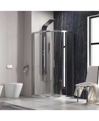 Καμπίνα ημικυκλική με διάφανο κρύσταλλο FLORA 200 Χρωμέ KARAG