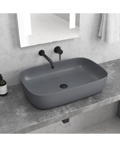 Νιπτήρας επικαθήμενος Grey Matt LT 2143-PMDG KARAG 60x39x14,5cm