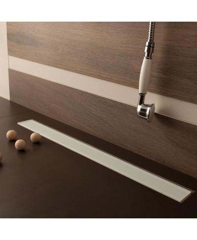 Σιφόνι δαπέδου από λευκό γυαλί Confluo FRAMELESS PESTAN 85cm