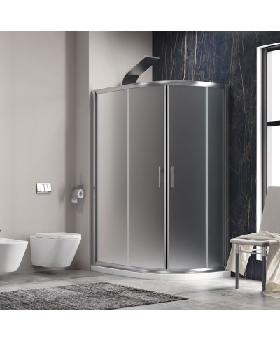 Καμπίνα ασύμμετρη ημικυκλική με σατινέ κρύσταλλο FLORA 650 Χρωμέ KARAG
