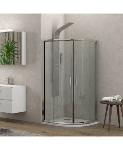 Καμπίνα ημικυκλική με διάφανο κρύσταλλο NEW FLORA 200 Χρωμέ KARAG ύψους 180cm