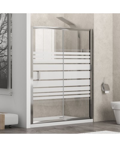 Καμπίνα από τοίχο σε τοίχο με σεριγραφάτο κρύσταλλο NEW FLORA 500 Χρωμέ KARAG 140x180cm