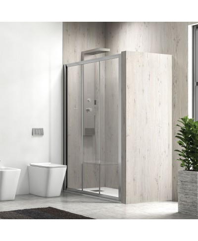 Καμπίνα από τοίχο σε τοίχο με διάφανο κρύσταλλο PENTA 300 Χρωμέ KARAG 130x190cm