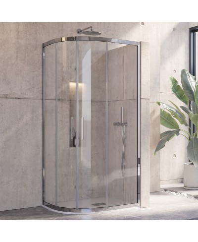 Καμπίνα ημικυκλική με διάφανο κρύσταλλο INOX 200 Χρωμέ KARAG