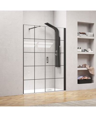 Καμπίνα από τοίχο σε τοίχο με frame κρύσταλλο NERO 6 PORTA Black KARAG
