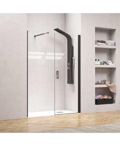 Καμπίνα από τοίχο σε τοίχο με διάφανο κρύσταλλο NERO 6 PORTA Black KARAG