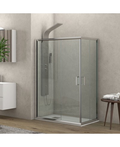 Καμπίνα ορθογώνια με διάφανο κρύσταλλο NEW FLORA 100 Χρωμέ KARAG 70x100x180cm