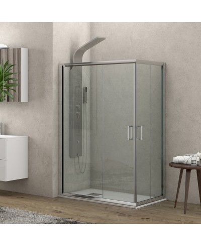 Καμπίνα ορθογώνια με διάφανο κρύσταλλο CARAIBI 100 Χρωμέ KARAG 80x100x190cm