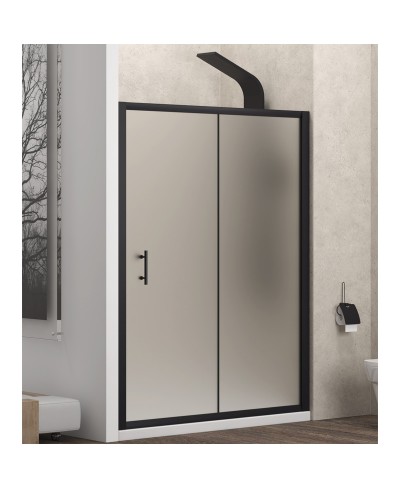 Καμπίνα από τοίχο σε τοίχο με σατινέ κρύσταλλο FLORA 500 Μαύρη KARAG 120x190cm