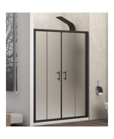 Καμπίνα από τοίχο σε τοίχο με σατινέ κρύσταλλο FLORA 600 Μαύρη KARAG