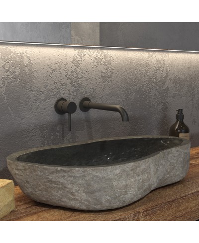 Νιπτήρας επικαθήμενος πέτρινος RIVER Grey KARAG 70-90x34-45x15cm