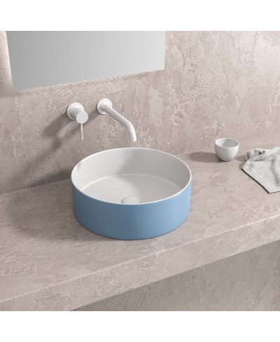 Νιπτήρας επικαθήμενος White-Azzuro Matt LT M3134-BLW KARAG Ø35,5x12cm