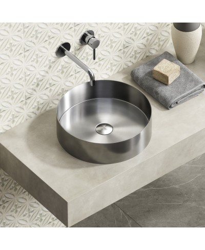 Νιπτήρας επικαθήμενος ανοξείδωτος VENUS Brushed Steel BB6802-BS KARAG Ø38x11cm