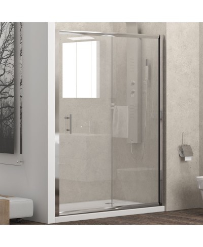 Καμπίνα από τοίχο σε τοίχο με διάφανο κρύσταλλο FLORA 500 Cromo KARAG 140x190cm