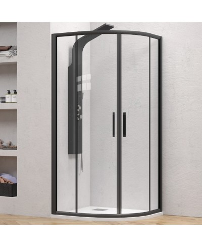 Καμπίνα ημικυκλική με διάφανο κρύσταλλο FLORA 200 Black KARAG