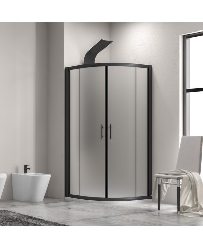 Καμπίνα ημικυκλική με σατινέ κρύσταλλο FLORA 200 Black KARAG