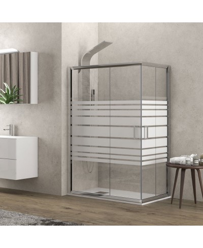 Καμπίνα ορθογώνια με σεριγραφάτο κρύσταλλο NEW FLORA 100 Cromo KARAG 110x130x180cm