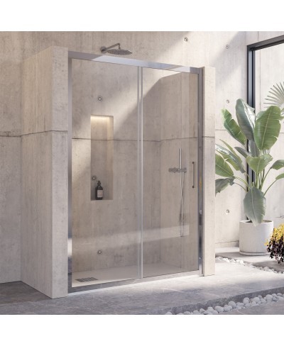 Καμπίνα από τοίχο σε τοίχο με διάφανο κρύσταλλο INOX 400 Cromo KARAG 110x190cm