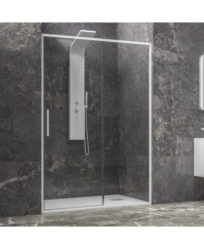 Καμπίνα από τοίχο σε τοίχο με διάφανο κρύσταλλο LEA 400 White KARAG 100x200cm