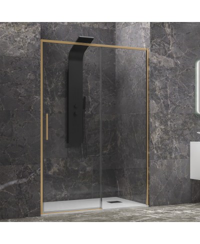 Καμπίνα από τοίχο σε τοίχο με διάφανο κρύσταλλο LEA 400 Gold KARAG 100x200cm