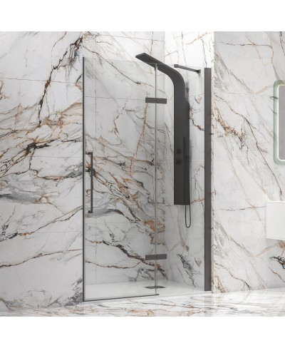 Καμπίνα από τοίχο σε τοίχο με διάφανο κρύσταλλο TINOS 400 Gun Metal KARAG 100x200cm
