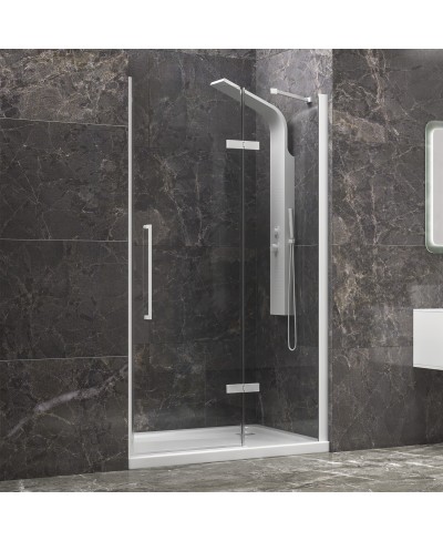 Καμπίνα από τοίχο σε τοίχο με διάφανο κρύσταλλο TINOS 400 White KARAG 90x200cm