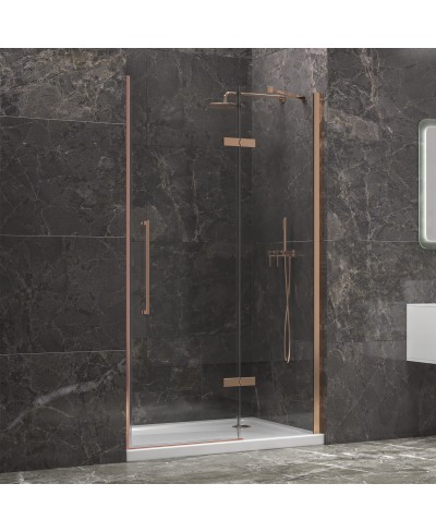 Καμπίνα από τοίχο σε τοίχο με διάφανο κρύσταλλο TINOS 400 Rose Gold KARAG