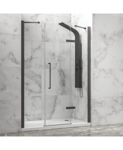 Καμπίνα από τοίχο σε τοίχο με διάφανο κρύσταλλο TINOS 600 Gun Metal KARAG 160x200cm (σταθερό 26cm)