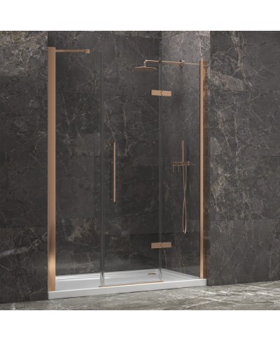 Καμπίνα από τοίχο σε τοίχο με διάφανο κρύσταλλο TINOS 600 Rose Gold KARAG