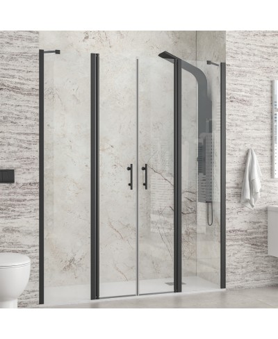 Καμπίνα από τοίχο σε τοίχο με διάφανο κρύσταλλο PANEX 700 Black KARAG 155x200cm