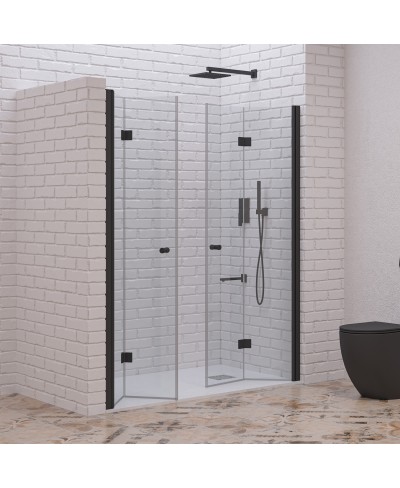 Καμπίνα από τοίχο σε τοίχο με διάφανο κρύσταλλο S 7 DP Black KARAG 160x200cm