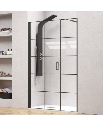 Καμπίνα από τοίχο σε τοίχο με frame κρύσταλλο NERO 5 PORTA Black KARAG 104x200cm (40cm σταθερό)
