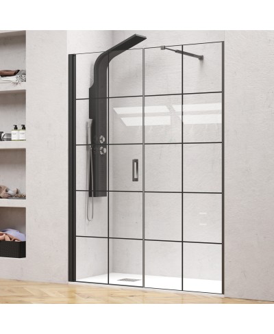 Καμπίνα από τοίχο σε τοίχο με frame κρύσταλλο NERO 5 PORTA Black KARAG 164x200cm (90cm σταθερό)