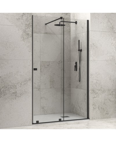 Καμπίνα από τοίχο σε τοίχο με διάφανο κρύσταλλο ANIMUS 400 Black KARAG 120x200cm