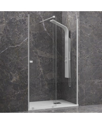 Καμπίνα από τοίχο σε τοίχο με διάφανο κρύσταλλο ANIMUS 400 White KARAG