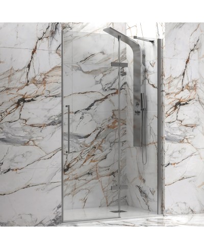 Καμπίνα από τοίχο σε τοίχο με διάφανο κρύσταλλο TINOS 400 Brushed Inox KARAG 90x200cm