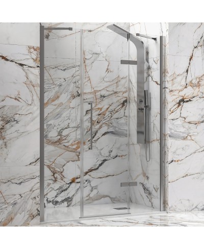 Καμπίνα από τοίχο σε τοίχο με διάφανο κρύσταλλο TINOS 600 Brushed Inox KARAG 150x200cm (σταθερό 36cm