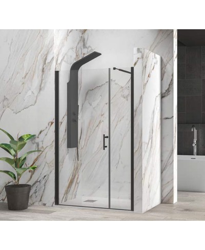 Καμπίνα από τοίχο σε τοίχο με διάφανο κρύσταλλο S 5 ALTO Black KARAG 105x200cm (σταθερό 30cm)