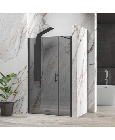 Καμπίνα από τοίχο σε τοίχο με fume κρύσταλλο S 5 ALTO Black KARAG 145x200cm (σταθερό 70cm)