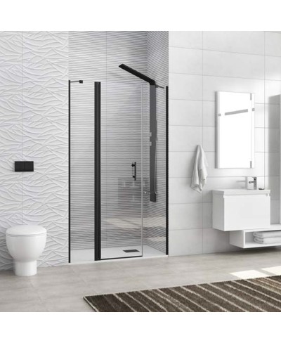 Καμπίνα από τοίχο σε τοίχο με διάφανο κρύσταλλο PANEX 600 ALTO Black KARAG