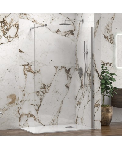 Σταθερό διαχωριστικό ντουζιέρας με διάφανο κρύσταλλο WALKIN 1 Cromo KARAG