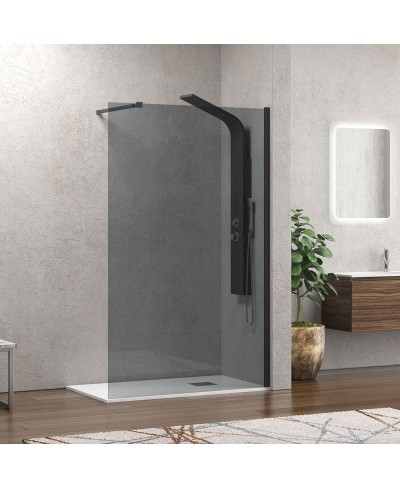 Σταθερό διαχωριστικό ντουζιέρας με fume κρύσταλλο WALKIN 1 Black KARAG