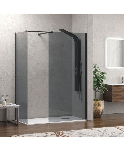 Σταθερά διαχωριστικά ντουζιέρας με fume κρύσταλλο WALKIN 2 Black KARAG