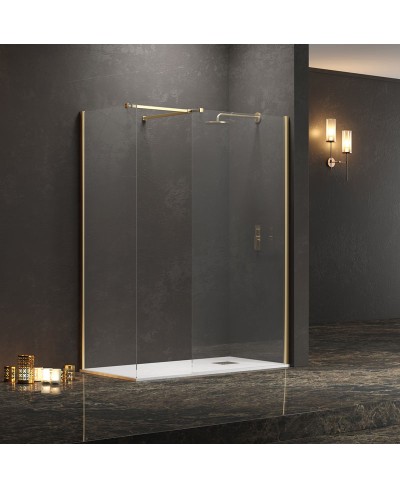 Σταθερά διαχωριστικά ντουζιέρας με διάφανο κρύσταλλο WALKIN 2 Gold KARAG