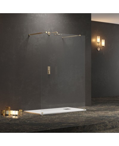 Σταθερό διαχωριστικό ντουζιέρας με διάφανο κρύσταλλο WALKIN 3 Gold KARAG 168x200cm