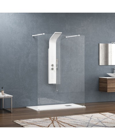 Σταθερό διαχωριστικό ντουζιέρας με διάφανο κρύσταλλο WALKIN 3 White KARAG 108x200cm