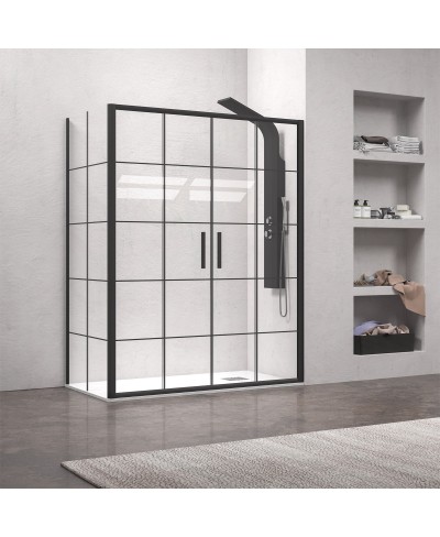Καμπίνα από τοίχο σε τοίχο με frame κρύσταλλο EFE 600 Black KARAG 200x190cm