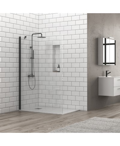 Σταθερό διαχωριστικό ντουζιέρας με διάφανο κρύσταλλο S 28F ALTO Black KARAG 65x200cm