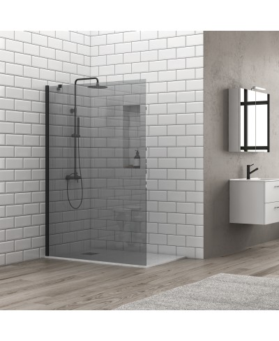 Σταθερό διαχωριστικό ντουζιέρας με fume κρύσταλλο S 28F ALTO Black KARAG 85x200cm