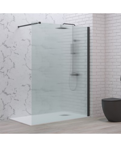 Σταθερό διαχωριστικό ντουζιέρας με flute κρύσταλλο WALKIN 1 Black KARAG 90x200cm